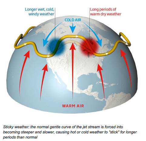 Crazy weather and the jet stream. Image: screen capture from New Scientist.