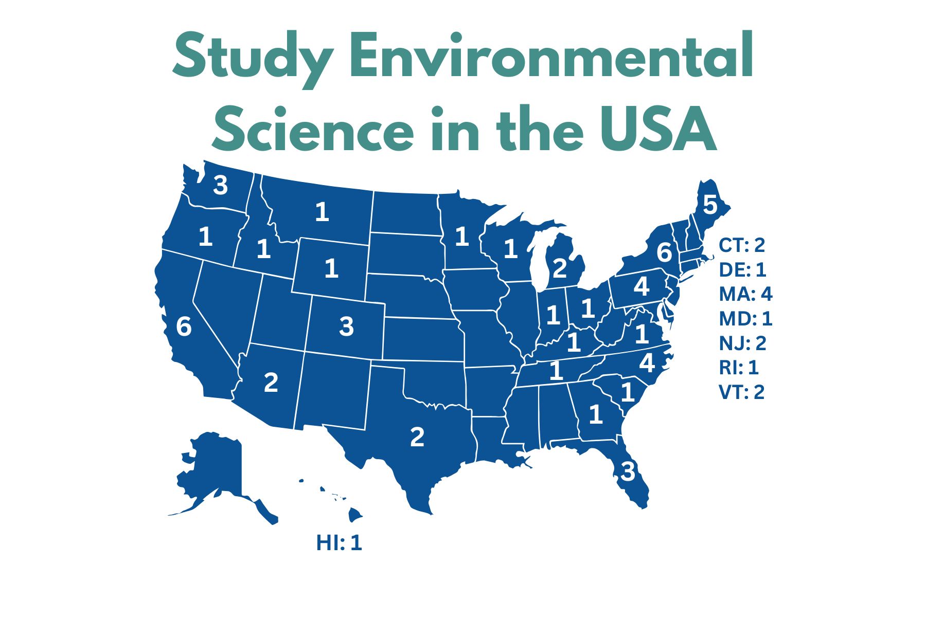 Map of the United States showing locations of universities.